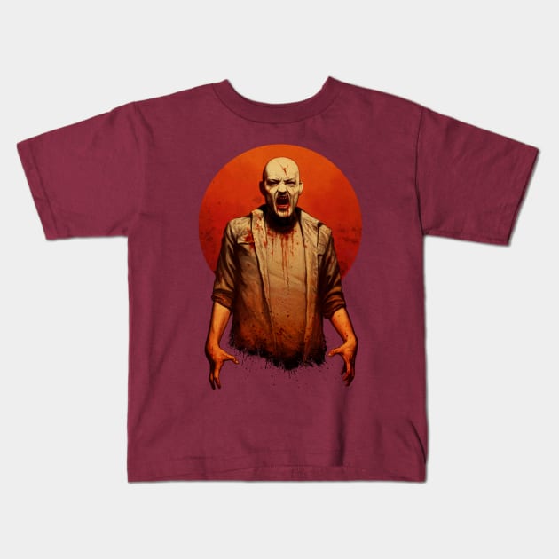 Blood Red Sun Kids T-Shirt by Moutchy